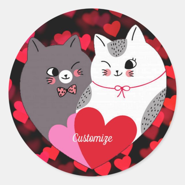 Personalized Love Cats   Classic Round Sticker (Front)