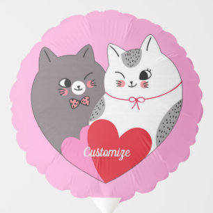 Personalized Love Cats Pink Balloon