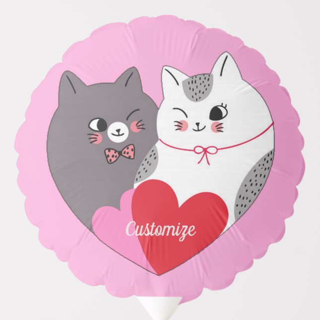Personalized Love Cats  Pink  Balloon (Front)