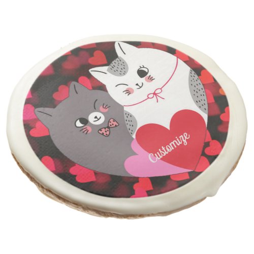 Personalized Love Cats Sugar Cookie