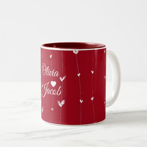Personalized Love Couple Names hearts  Two_Tone Coffee Mug