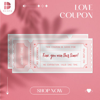 Personalized Love Coupons – Pastel Pink Valentine Invitation