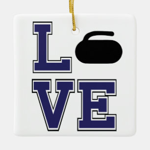 Personalized LOVE Curling-Santa's Favorite Curler Ceramic Ornament
