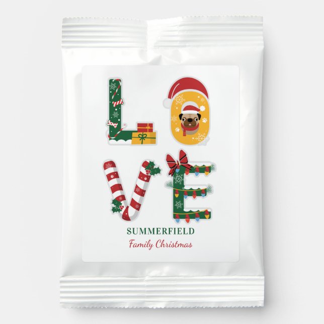 Personalized LOVE Family Christmas Holiday Hot Chocolate Drink Mix (Front)