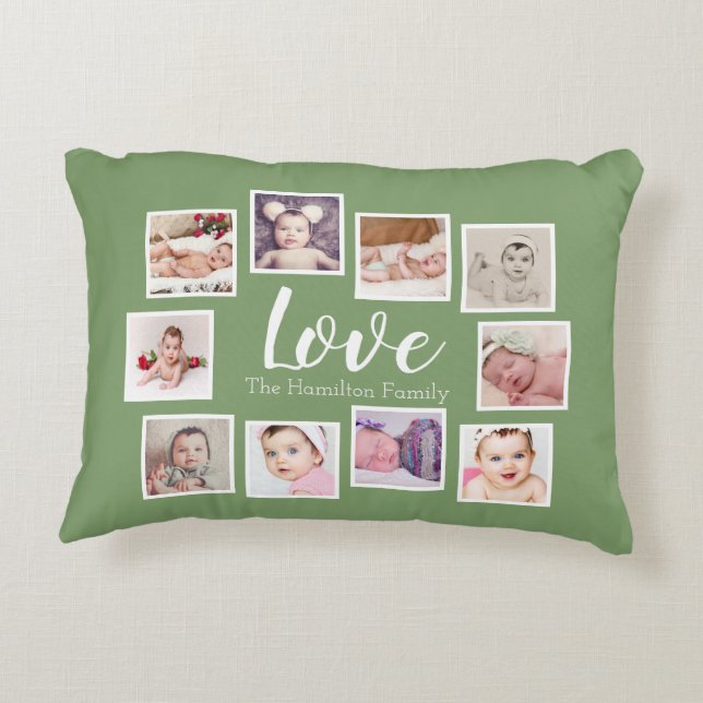 Personalized LOVE Family Photo Collage Decorative Pillow (Back)