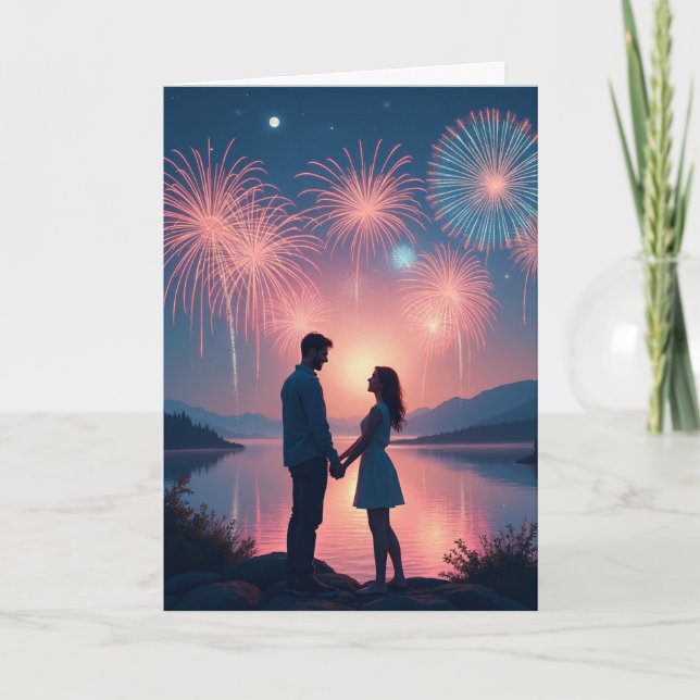 Personalized Love Fireworks 3 Card (Front)