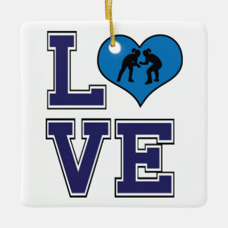 Personalized LOVE Girls Wrestling Ceramic Ornament