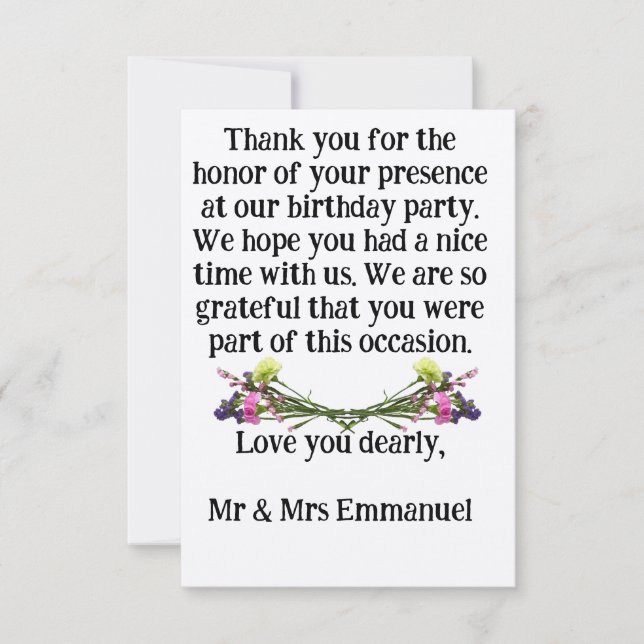 Personalized Love Gratitude Flat Thank You Card (Front)