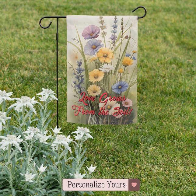Personalized Love Grows From the Soil Garden Flag (Personalized Love Grows From the Soil Garden Flag)