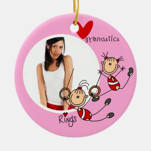 Personalized Love Gymnastics Photo Ornament (Front)