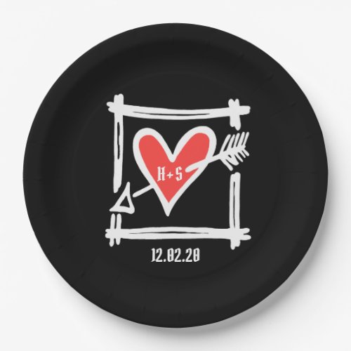 Personalized Love Heart Party Food Paper plate