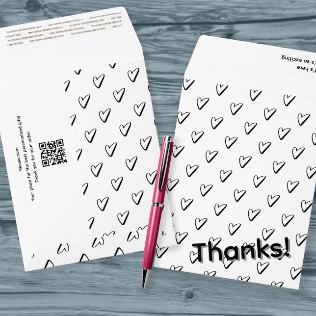 Personalized Love Heart Thanks QR code Business Envelope Mailers (Personalized Love Heart Thanks QR code Business Envelope Mailers by Ricaso. Add your shipping label)
