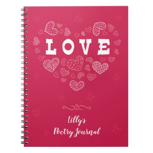 Personalized Love  Hearts Notebook