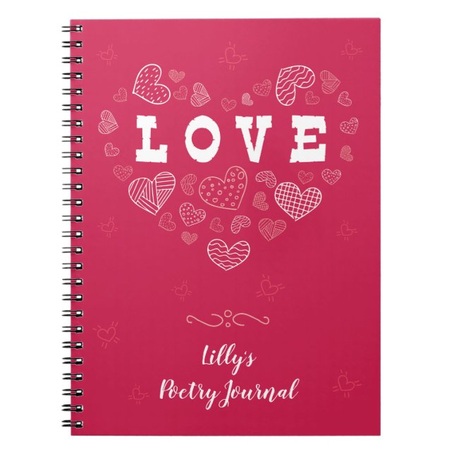 Personalized Love & Hearts Notebook (Front)