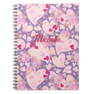Personalized Love Hearts & Roses Notebook