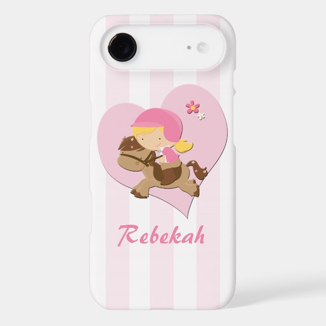 Personalized Love Horseriding Pink Stripes Case-Mate iPhone Case (Back)