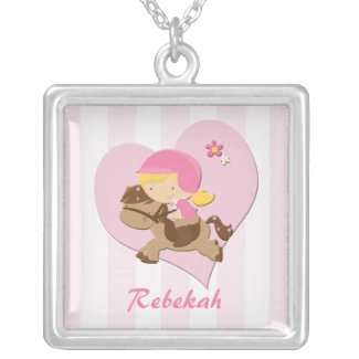 Personalized Love Horseriding Pink Stripes Jewelry