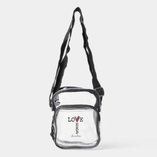 Personalized Love Is a Verb Inspirational Clear Crossbody Bag