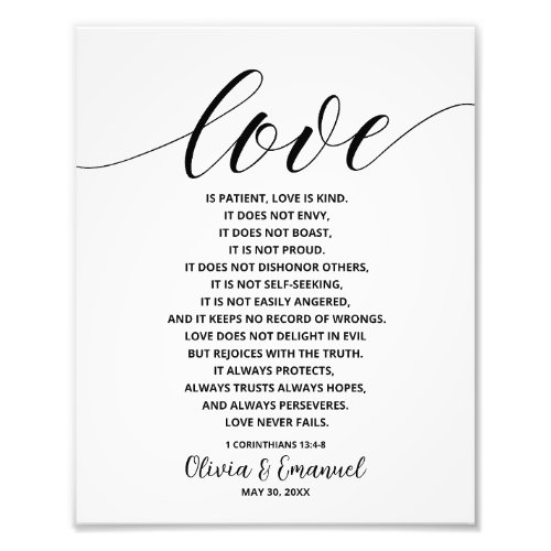 Personalized Love is patient Printable Photo Print