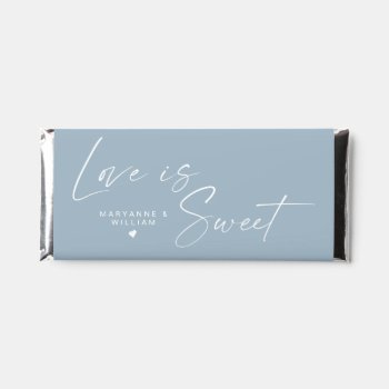 Personalized Love Is Sweet Dusty Blue Wedding  Hershey Bar Favors by designcurvestudios at Zazzle
