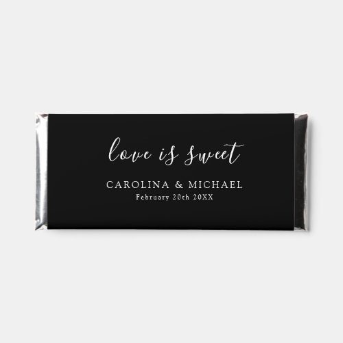 Personalized love is sweet on black bg hershey bar favors