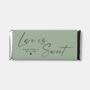 Personalized Love Is Sweet Sage Green Wedding Hershey Bar Favors