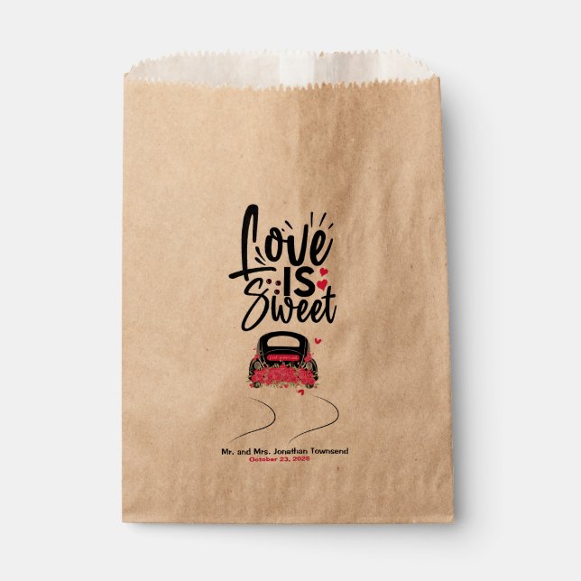 Personalized Love Is Sweet Wedding Favor Bags (Front)