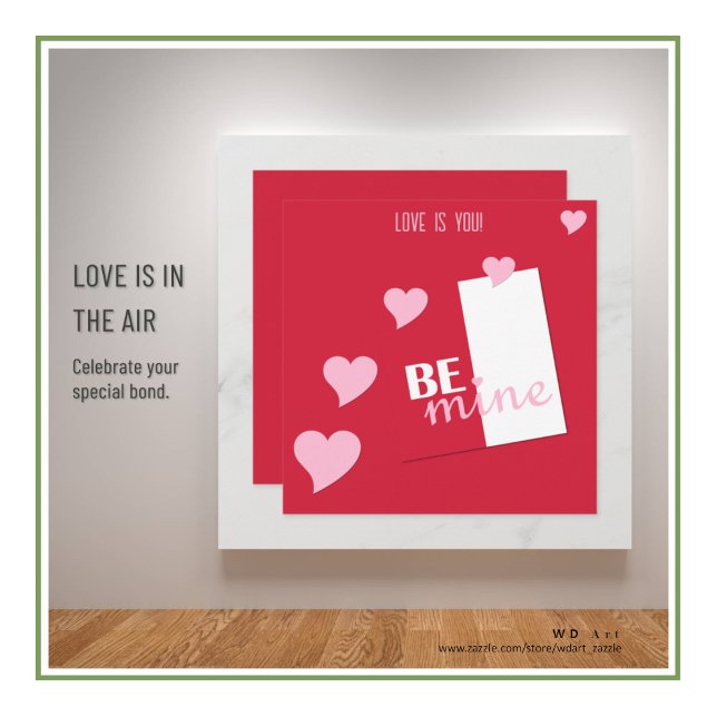 Personalized Love is You, Be Mine Hearts Valentine Holiday Card (Creator Uploaded)