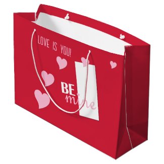 Personalized Love is You Be Mine, Pink Hearts, Red