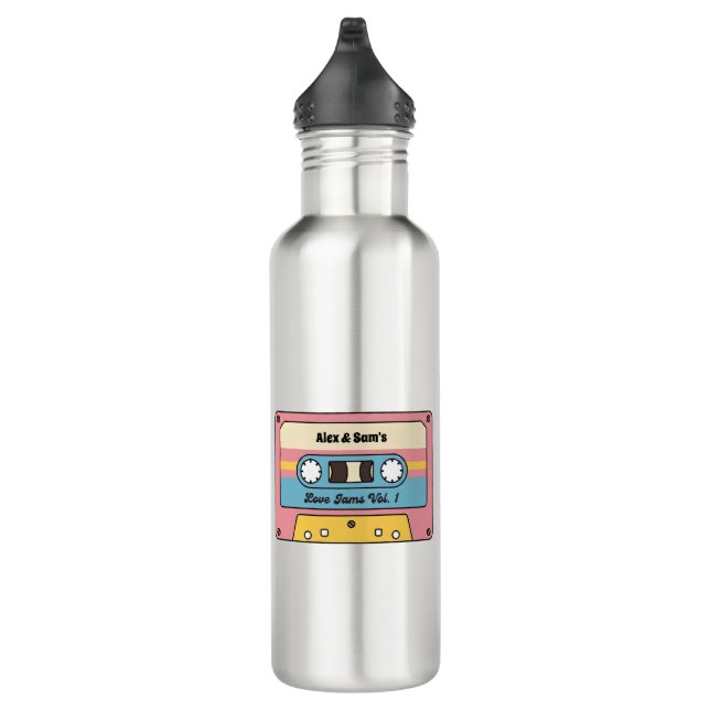 Personalized Love Jams Cassette Tape – Custom Name Stainless Steel Water Bottle (Right)