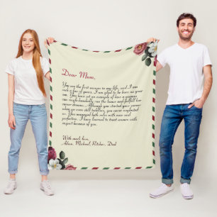 Personalized Love Letter Handwritten couples  Flee Fleece Blanket