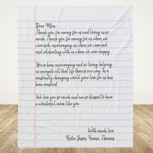 Personalized Love Letter Handwritten Fleece Blanket
