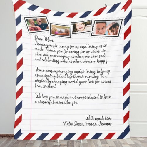 Personalized Love Letter Handwritten Photo Collage Fleece Blanket