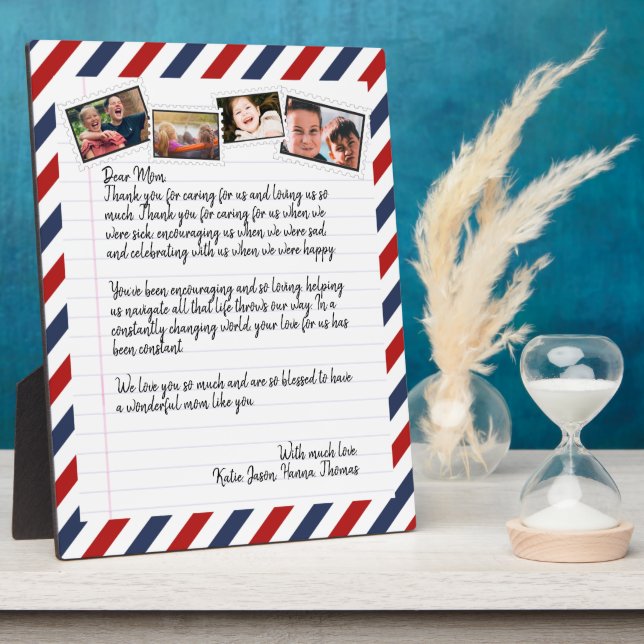 Personalized Love Letter Handwritten Photo Collage Plaque (Side)