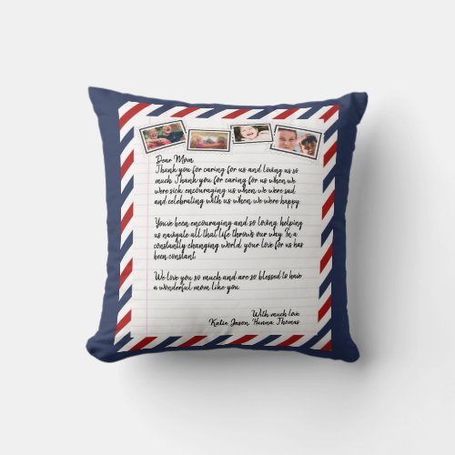 Personalized Love Letter Handwritten Photo Collage Throw Pillow