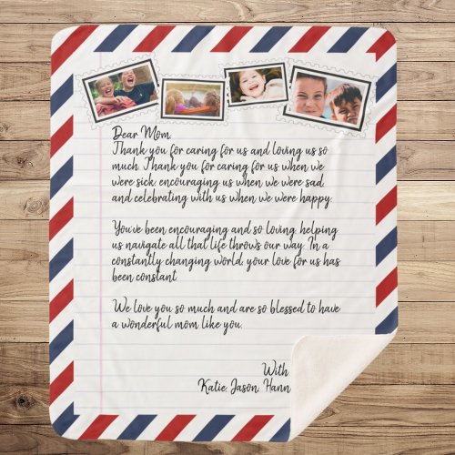 Personalized Love Letter Handwritten Photo Mail Sherpa Blanket