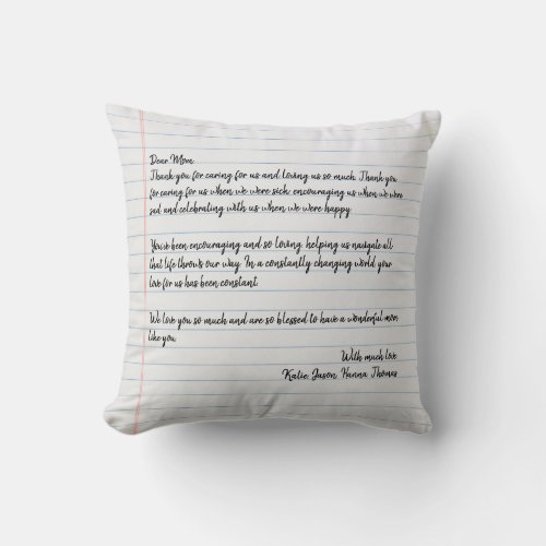 Personalized Love Letter Handwritten Photo Throw Pillow