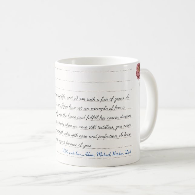 Personalized Love Letter Handwritten Script Gift  Coffee Mug (Front Right)