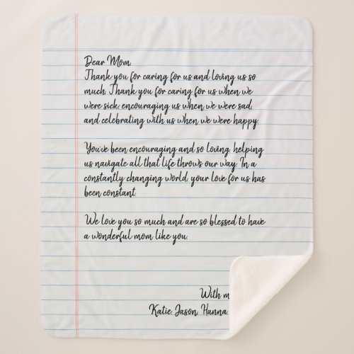Personalized Love Letter Handwritten Sherpa Blanket