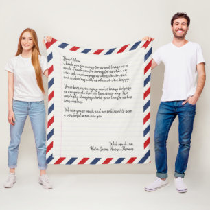 Personalized Love Letter Handwritten Vintage Mail Fleece Blanket