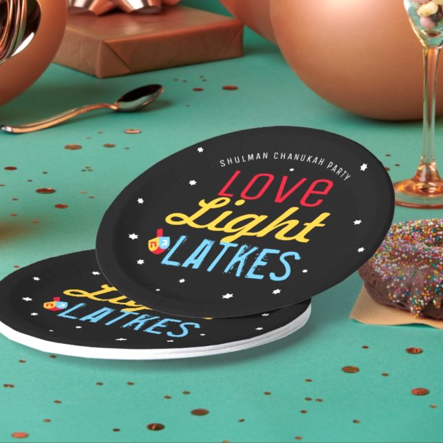 Personalized Love Light Latkes Hanukkah Funny Paper Plates (Creator Uploaded)