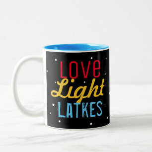 Personalized Love Light Latkes Hanukkah Funny Two-Tone Coffee Mug