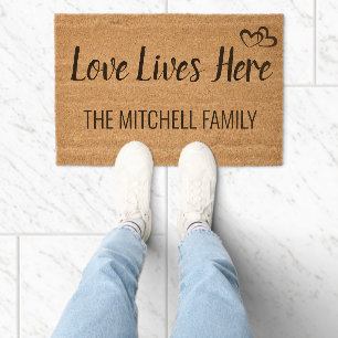 Personalized Love Lives Here Family Fiber Doormat