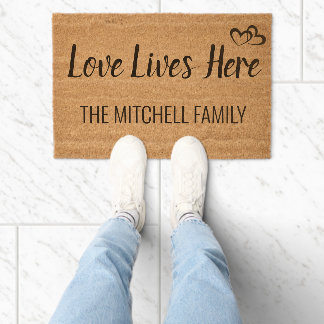 Personalized Love Lives Here Family Fiber Doormat