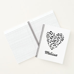 Personalized Love Music Heart Large Notebook
