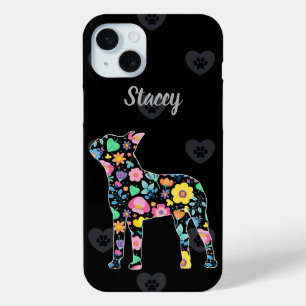 Personalized Love My Boston Terrier floral design iPhone 15 Plus Case
