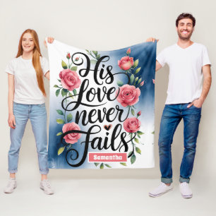 Personalized Love Never Fails Christian Fleece Blanket