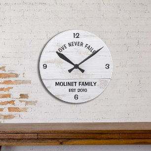 Personalized "Love Never Fails" Rustic Clock