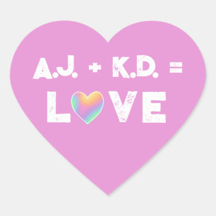 Personalized Love Pastel Rainbow Heart Labels