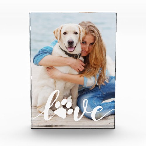 Personalized Love Paw Print Custom Dog Photo Block